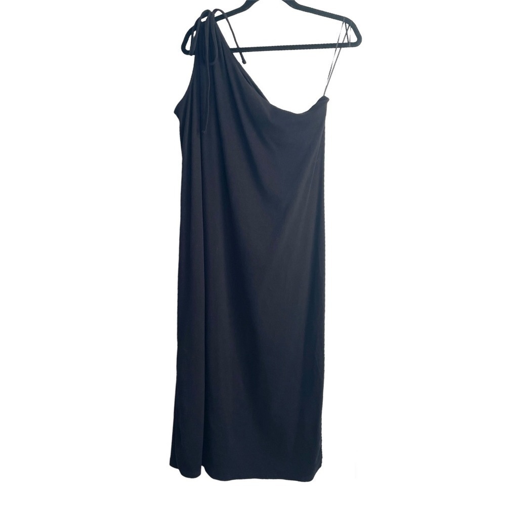 Old Navy Black Fitted One Shoulder Double Strap Rib Knit Midi Dress 3X - Picture 2 of 8